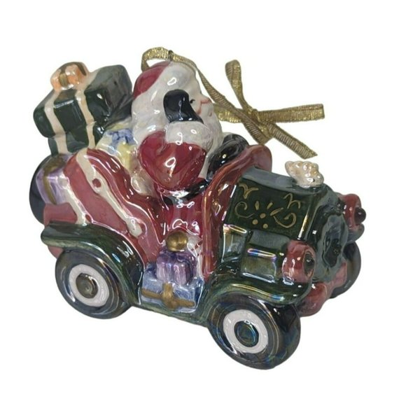 2004 Santa in a Car Porcelain Christmas Ornament - Picture 3 of 5